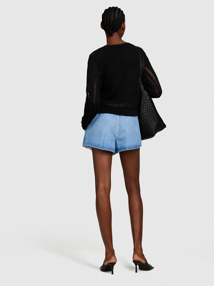 Denim culottes - women's mini skirts - Blue | Sisley image number 3